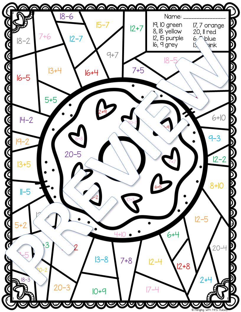 valentine color by number