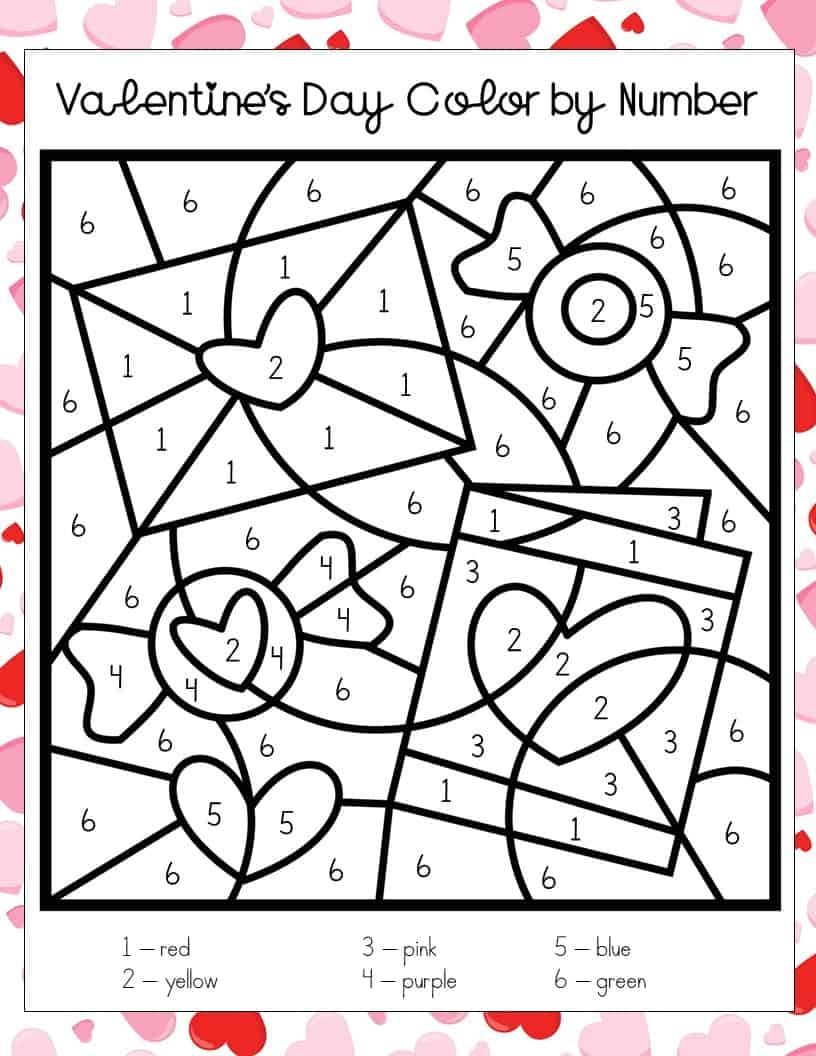 Valentine s Day Color By Number Printables Views From A Step Stool