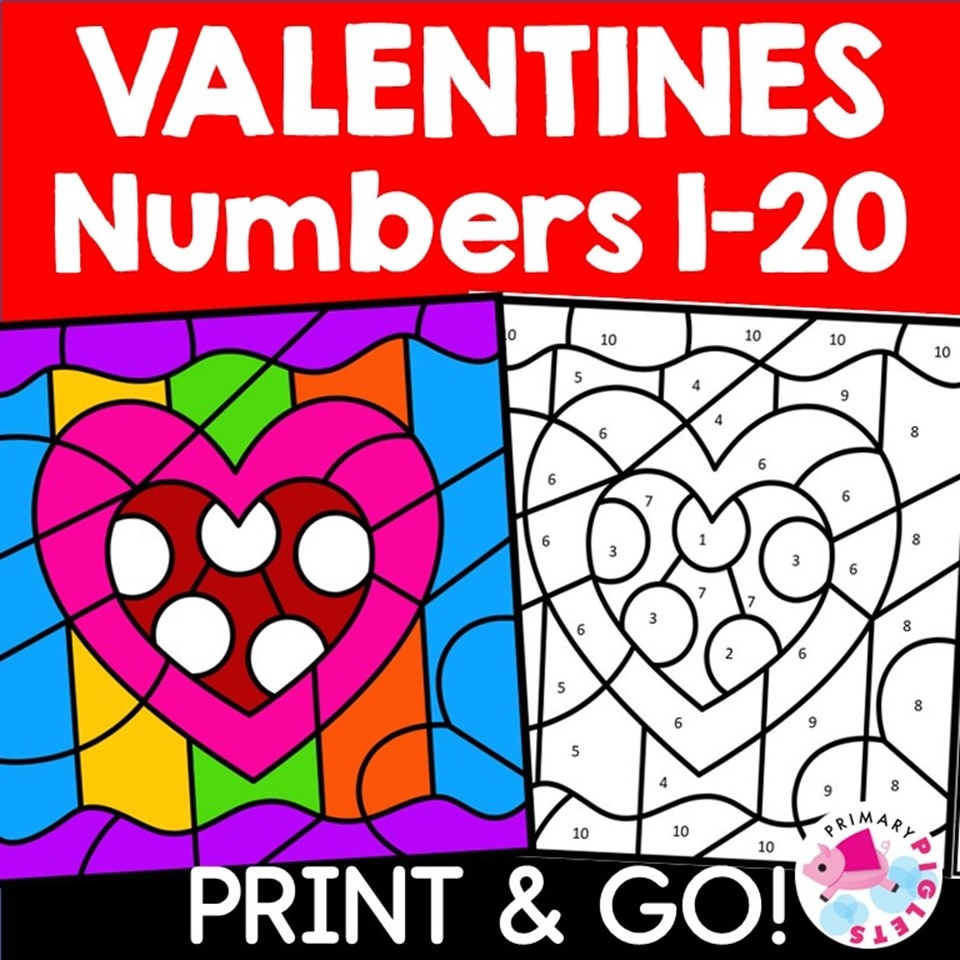 color by number valentine's