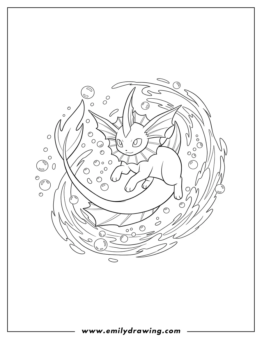 Vaporeon Coloring Pages Emily Drawing