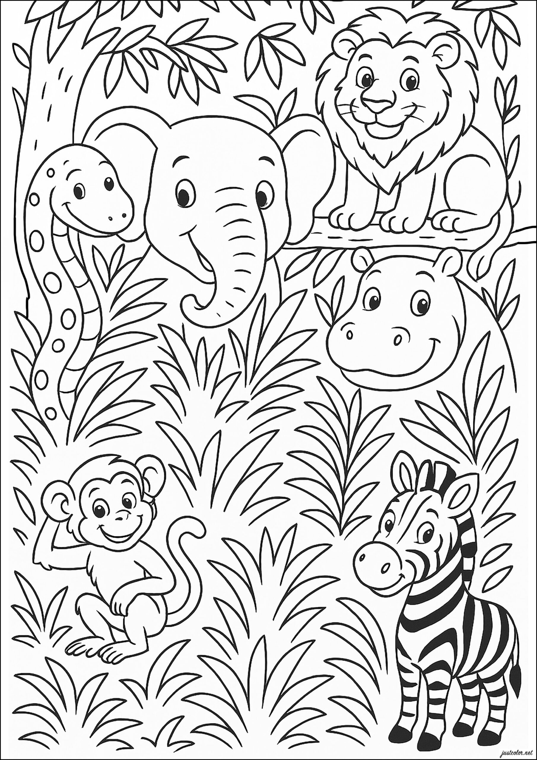 Various African Animals Africa Coloring Pages For Kids