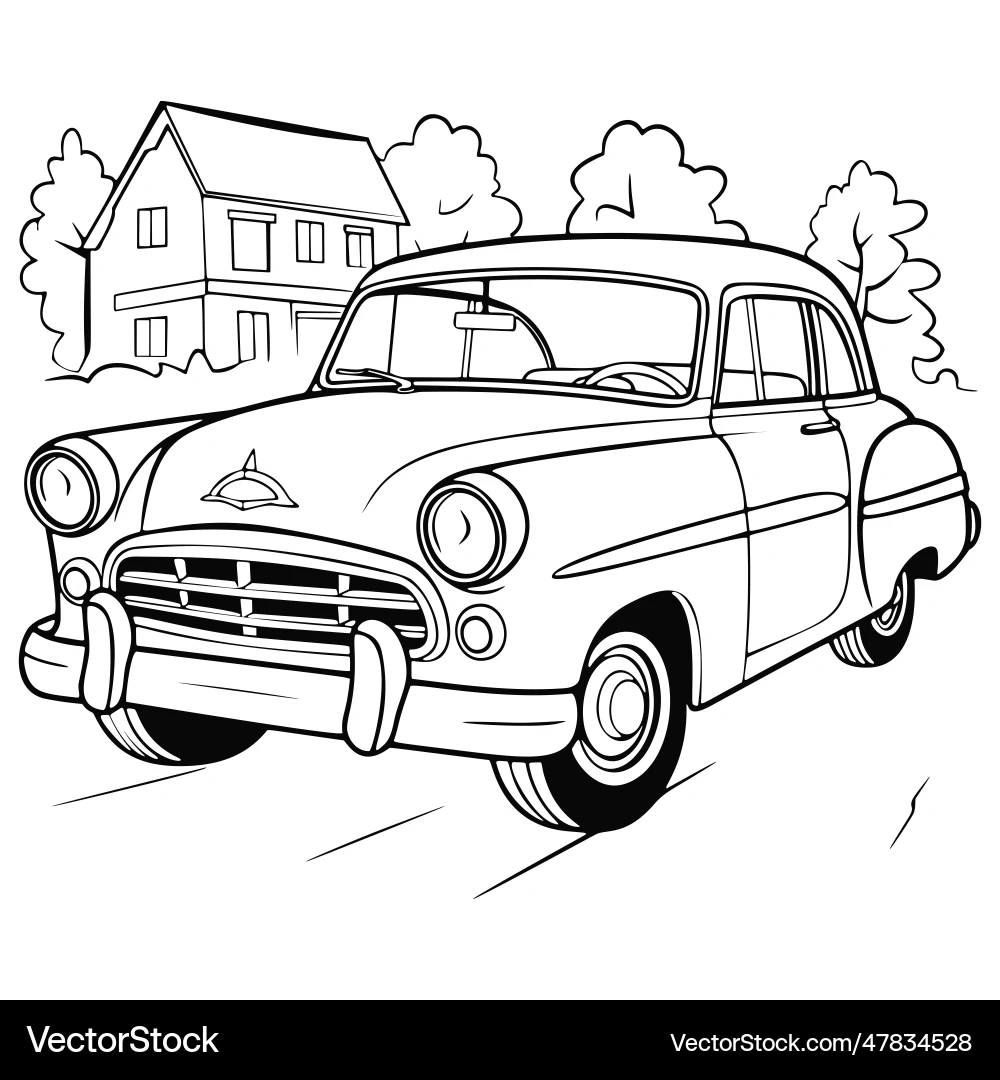 Vintage Car Coloring Page Royalty Free Vector VectorStock