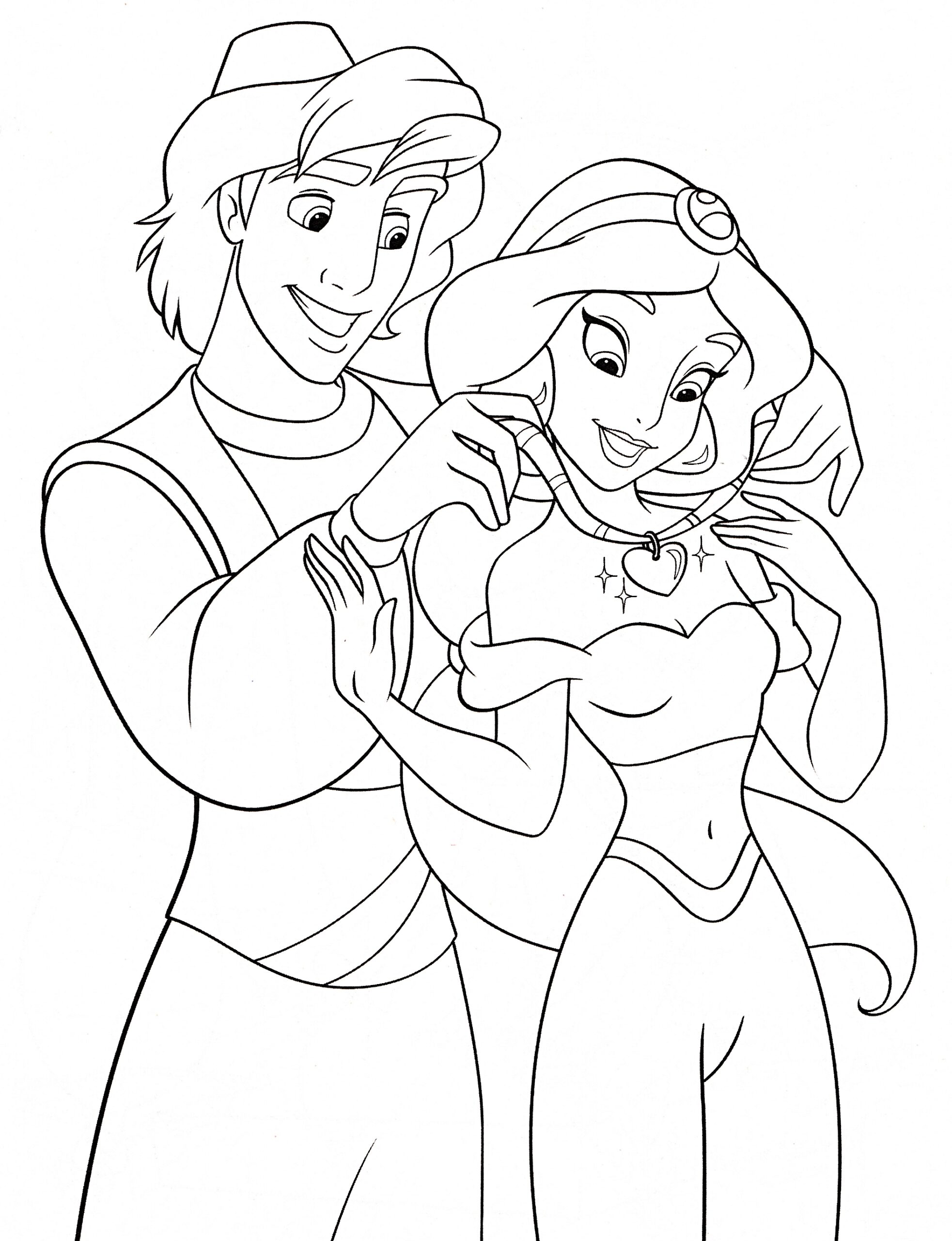 Walt Disney Coloring Pages Prince Aladdin Princess Jasmine walt disney characters 37100120 2102 2739 Cute Kawaii Resources