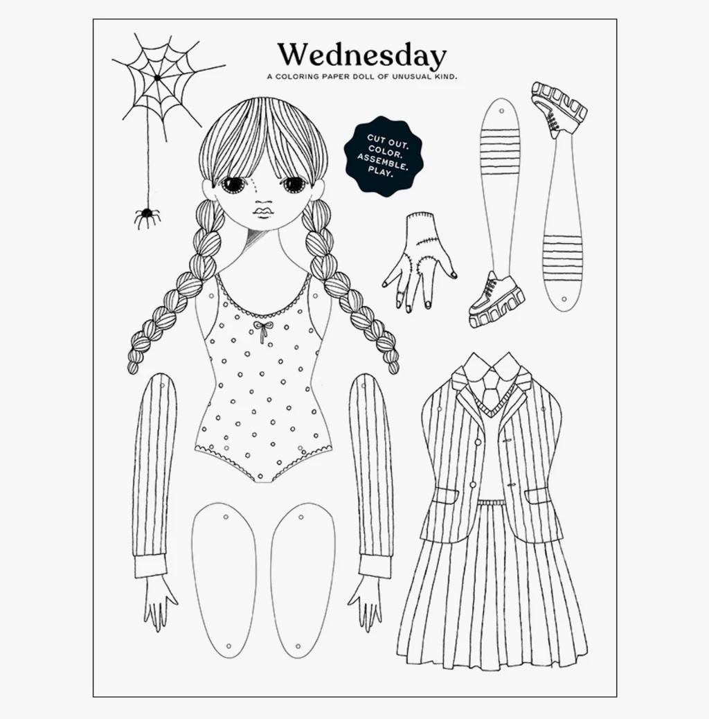 Wednesday Paper Doll Coloring Sheet Ivy Bugz
