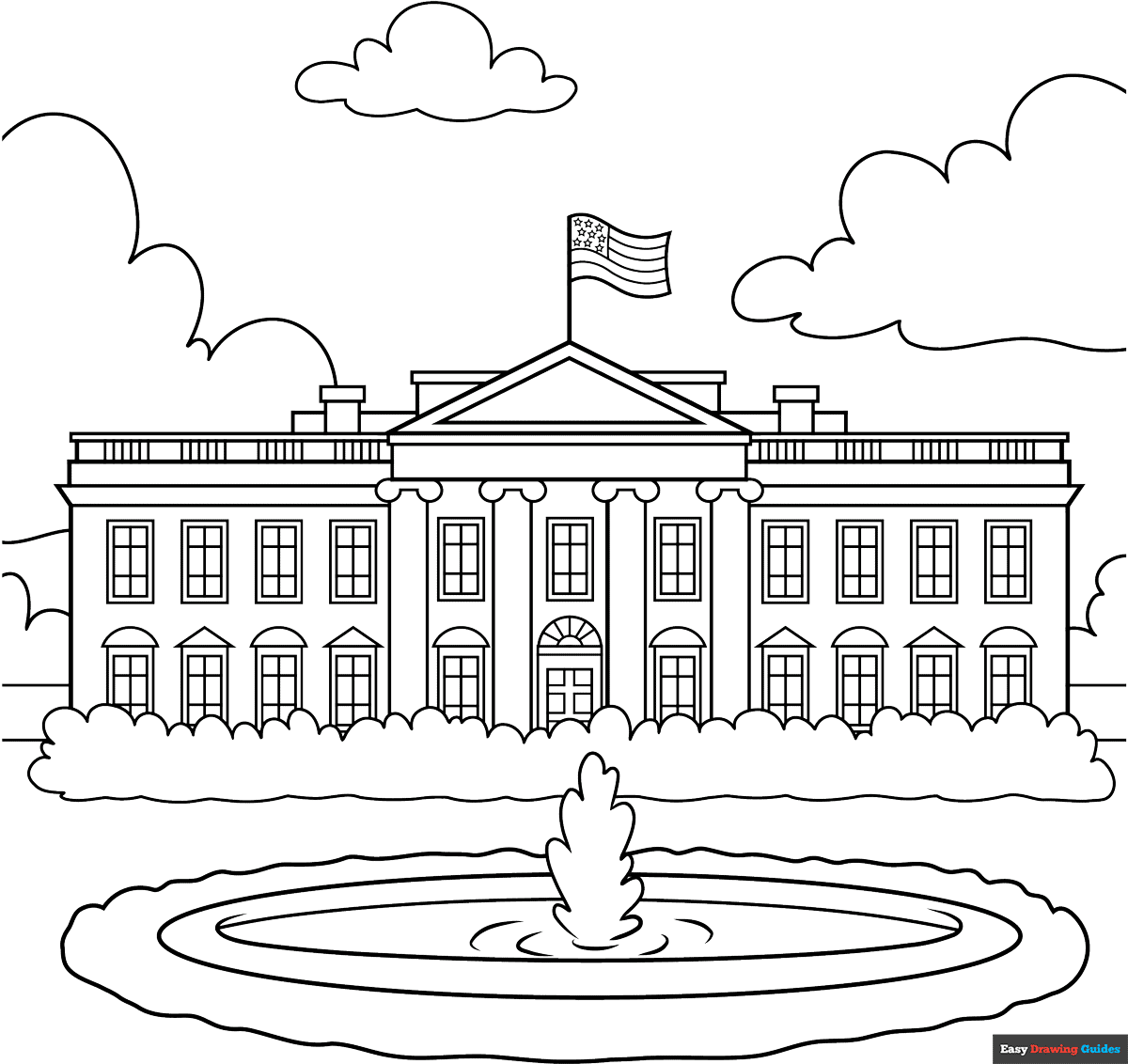 White House Coloring Page Easy Drawing Guides