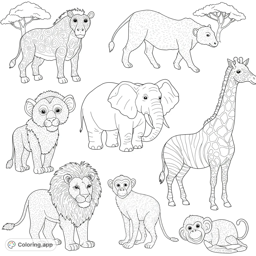 Wild Safari Animal Collection Coloring app