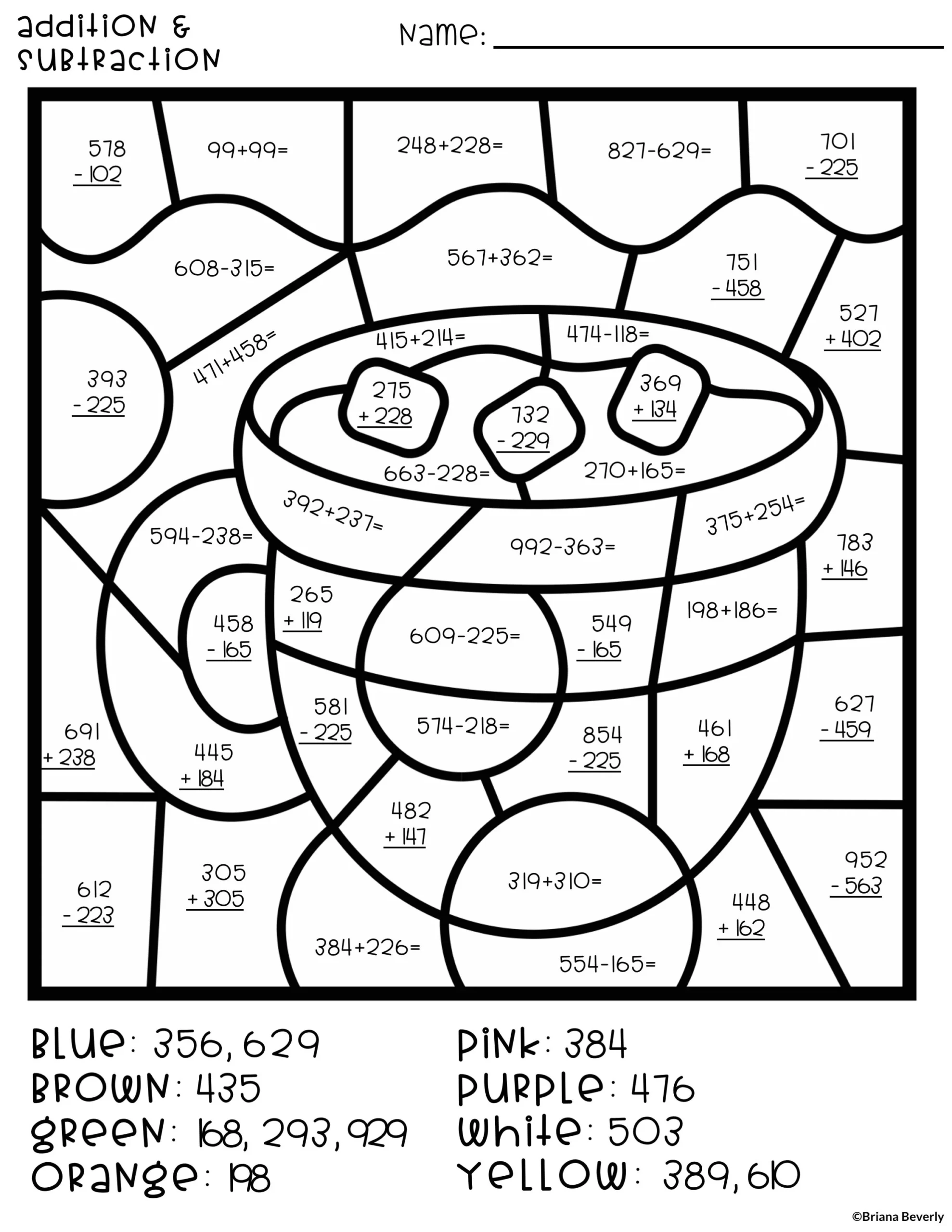 color by number addition and subtraction color by number addition and subtraction