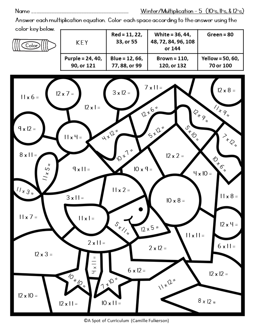 Winter Coloring Pages Multiplication Color By Number Classful