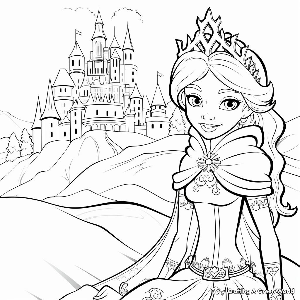 Winter Princess Coloring Pages Free Printable 