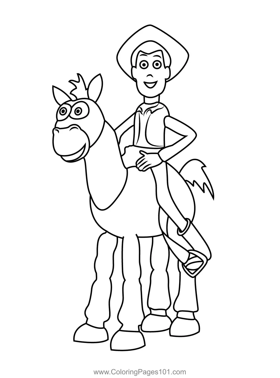 Woody Sitting On Bullseye Coloring Page For Kids Free Toy Story Printable Coloring Pages Online For Kids ColoringPages101 Coloring Pages For Kids