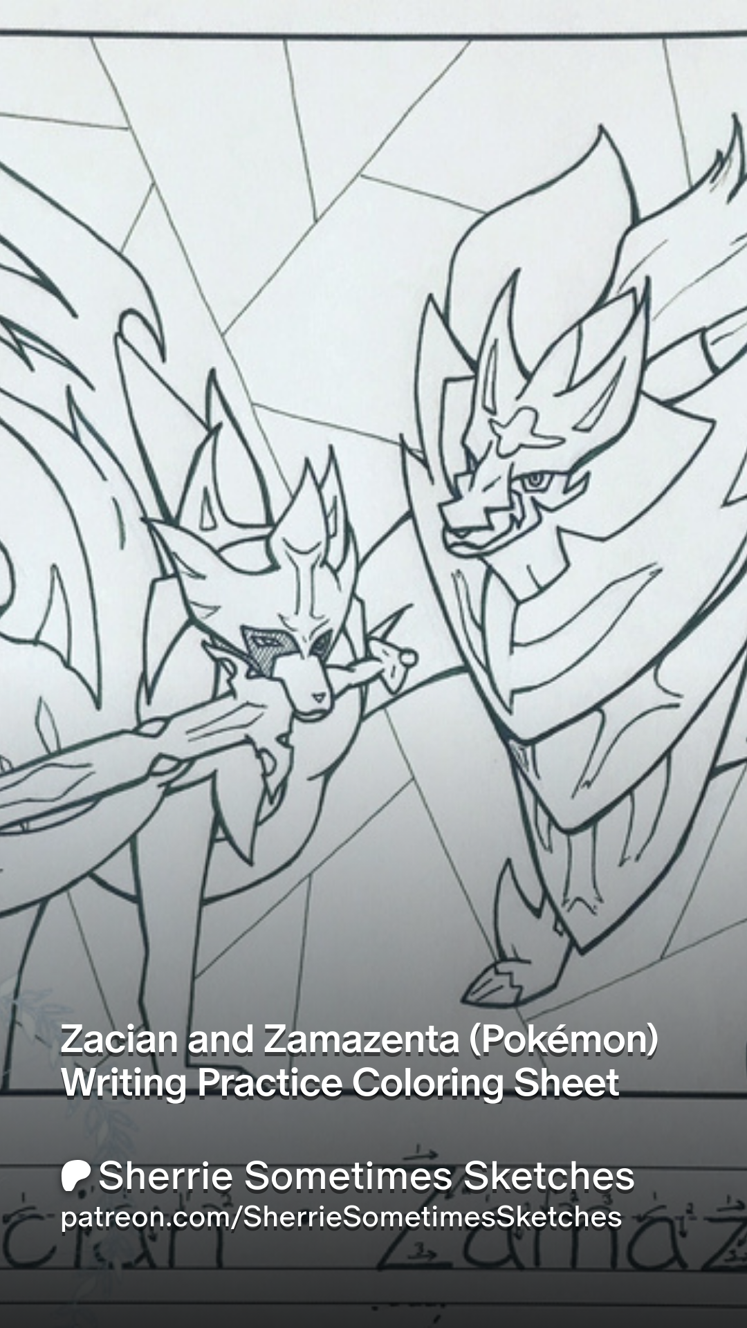 Zacian And Zamazenta Pok mon Writing Practice Coloring Sheet Patreon Zacian And Zamazenta Pok mon Writing Practice Coloring Sheet Patreon