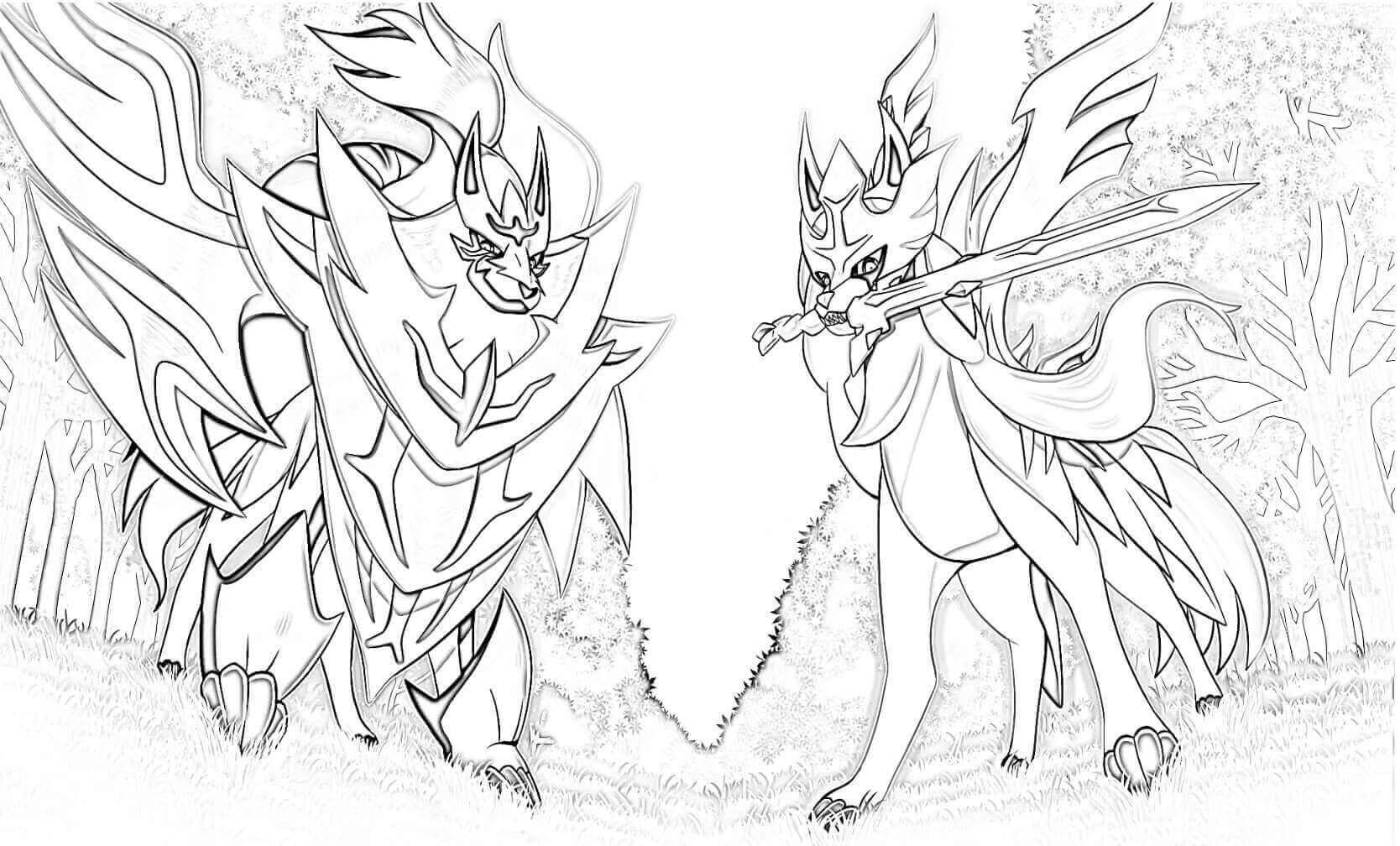 Zacian Coloring Page Zacian Coloring Page