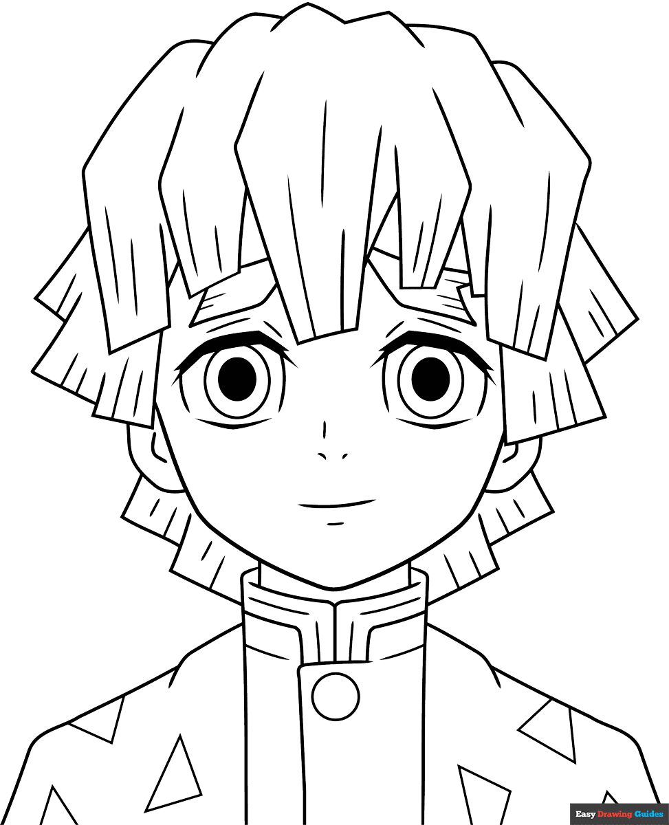 Zenitsu Agatsuma From Demon Slayer Coloring Page Easy Drawing Guides