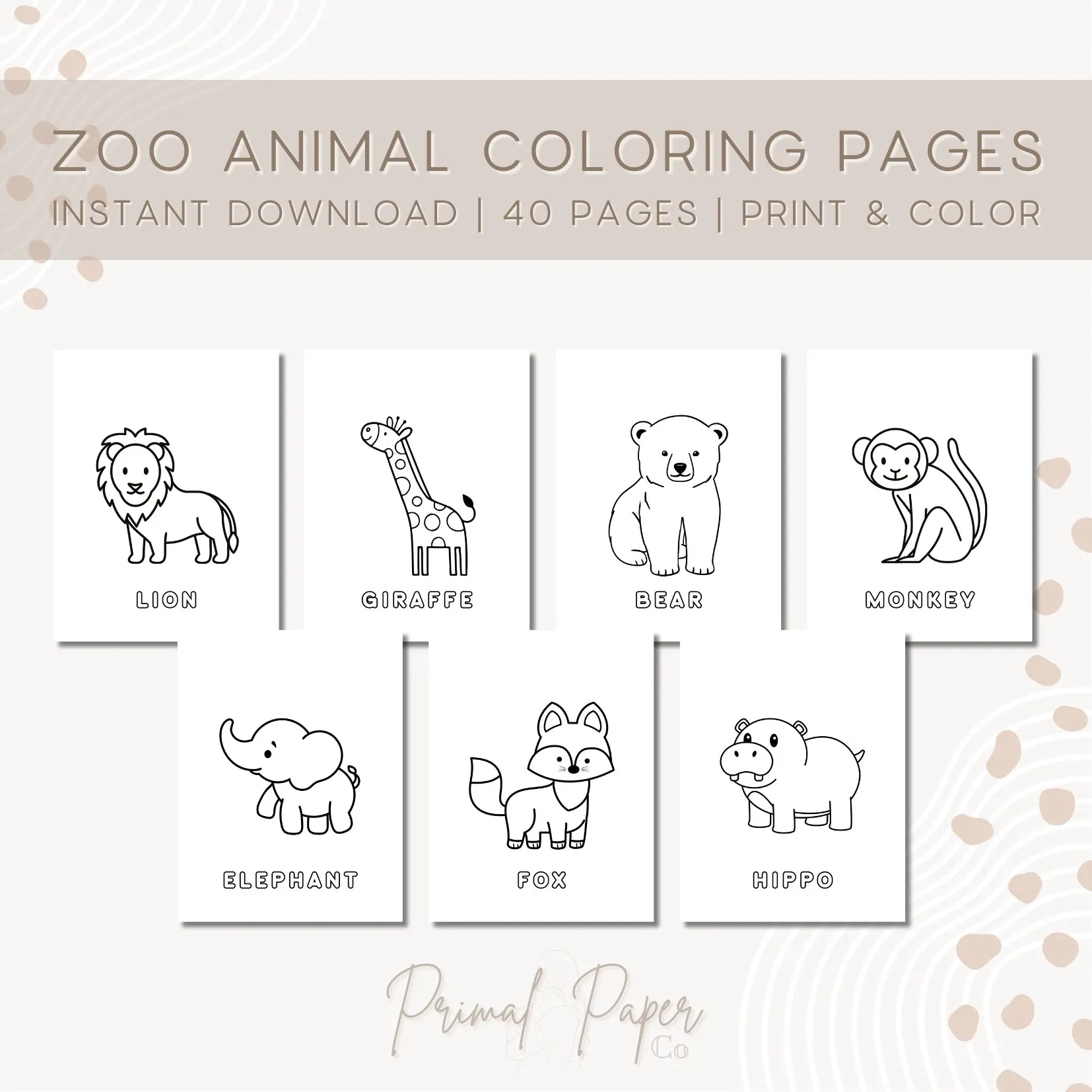 Zoo Animal Coloring Pages Preschool Coloring Pages Animal Coloring Pages Preschool Worksheet Preschool Education Page Etsy