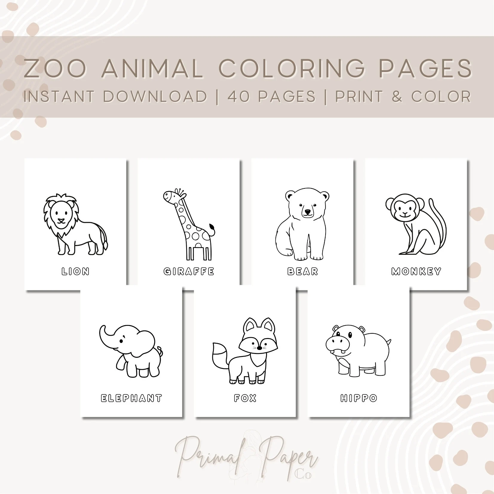 Zoo Animal Coloring Pages Preschool Coloring Pages Animal Coloring Pages Preschool Worksheet Preschool Education Page Etsy