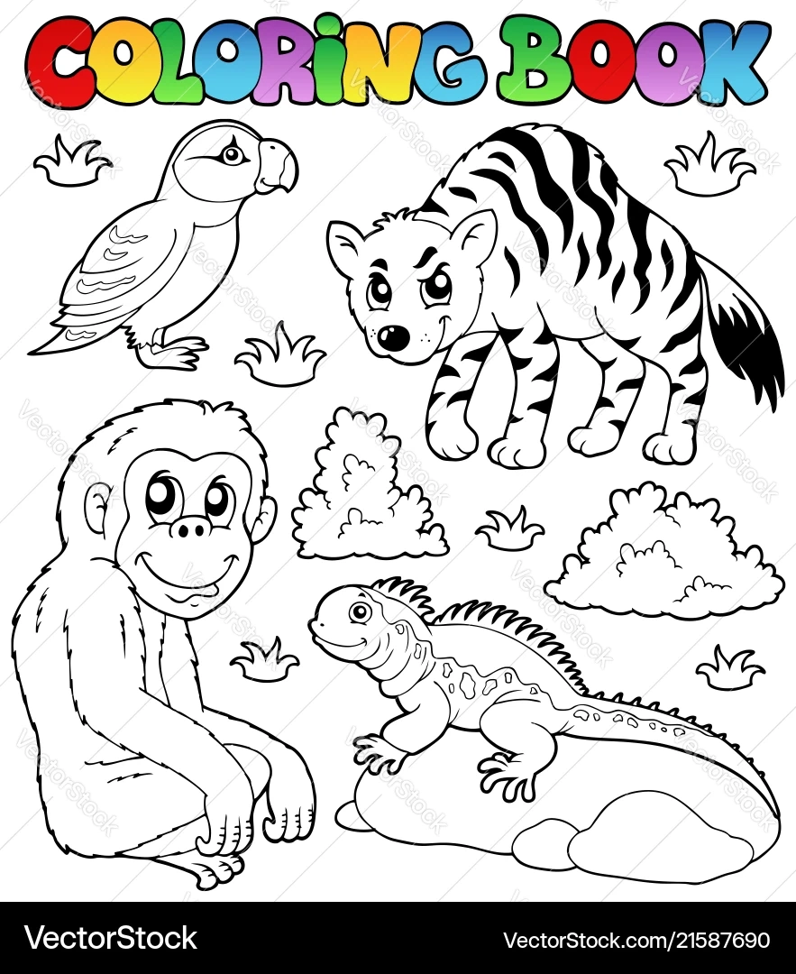 Zoo Animal Coloring Pages Royalty Free Vector VectorStock